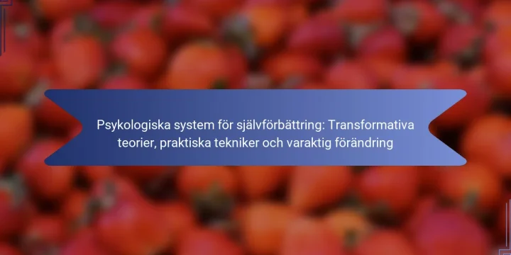 Psykologiska system för självförbättring: Transformativa teorier, praktiska tekniker och varaktig förändring