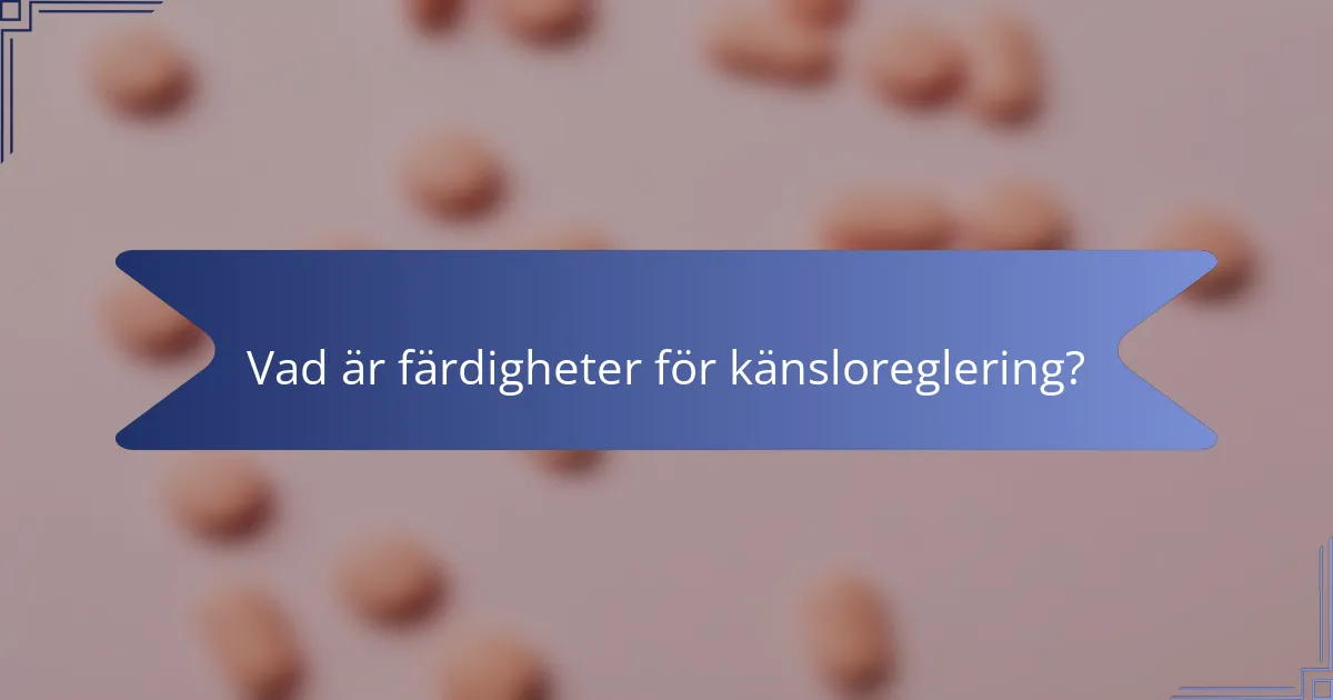 Vad är färdigheter för känsloreglering?