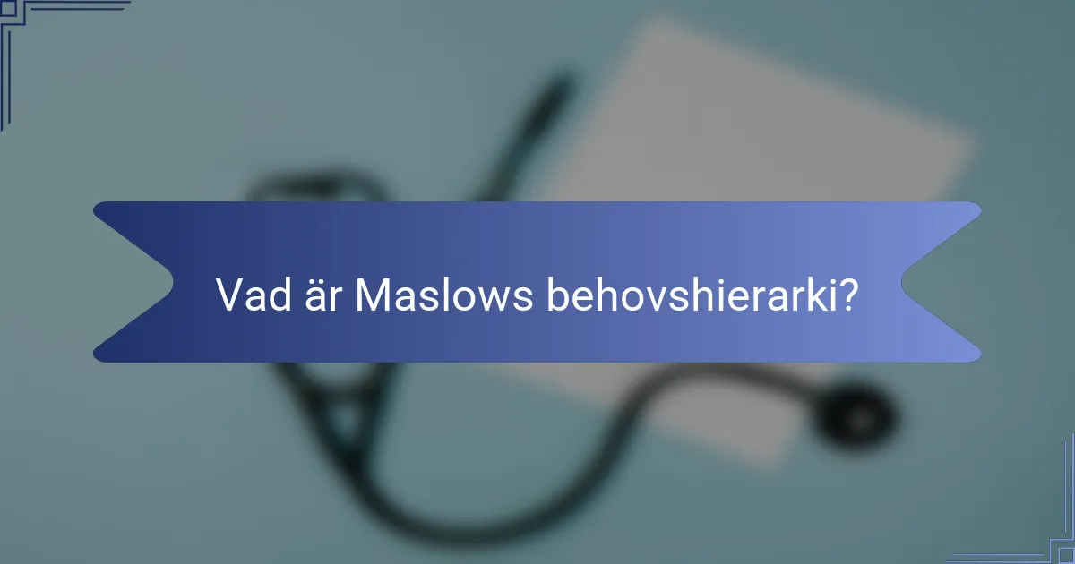 Vad är Maslows behovshierarki?
