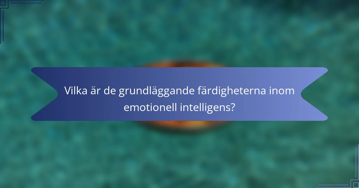 Vilka är de grundläggande färdigheterna inom emotionell intelligens?