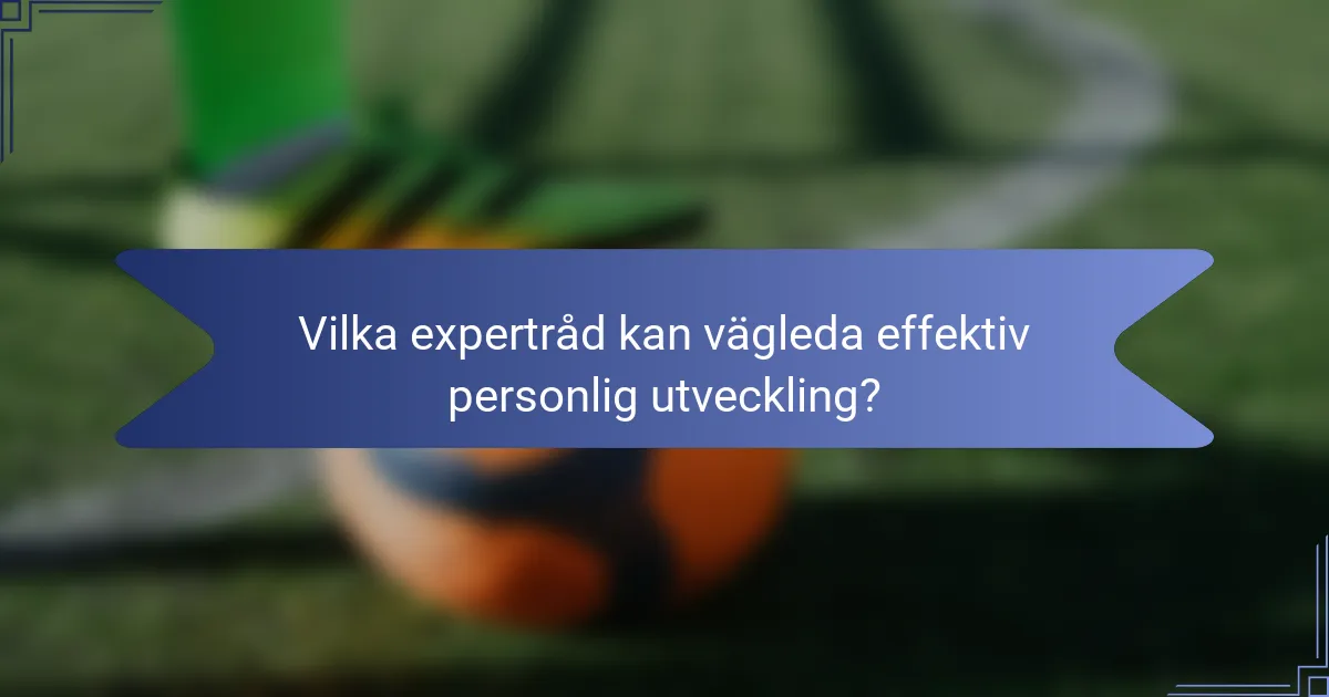 Vilka expertråd kan vägleda effektiv personlig utveckling?