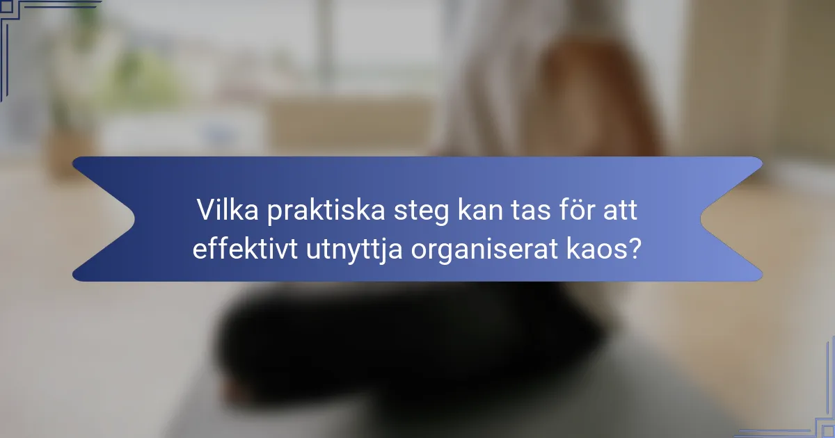 Vilka praktiska steg kan tas för att effektivt utnyttja organiserat kaos?