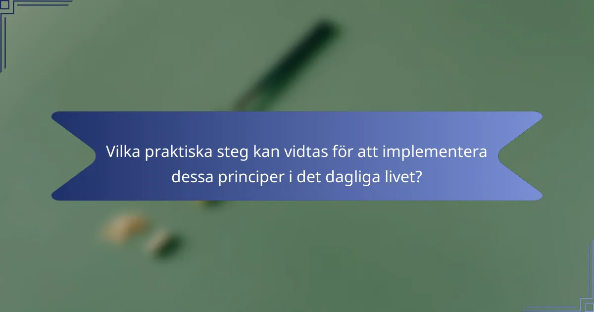 Vilka praktiska steg kan vidtas för att implementera dessa principer i det dagliga livet?