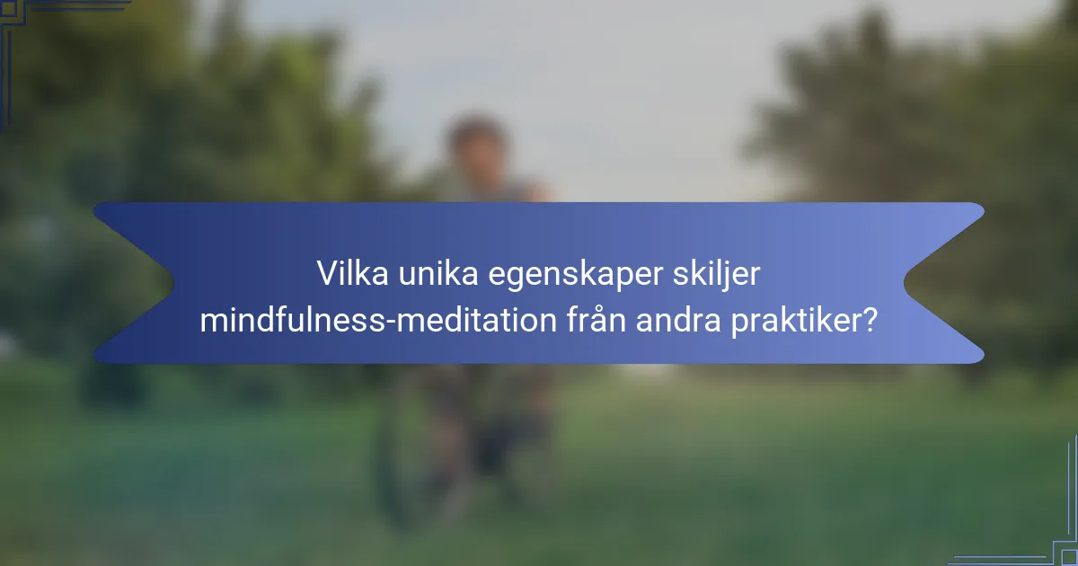 Vilka unika egenskaper skiljer mindfulness-meditation från andra praktiker?