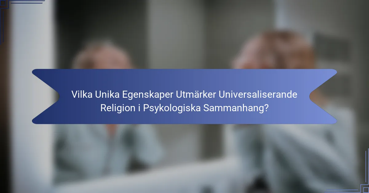 Vilka Unika Egenskaper Utmärker Universaliserande Religion i Psykologiska Sammanhang?